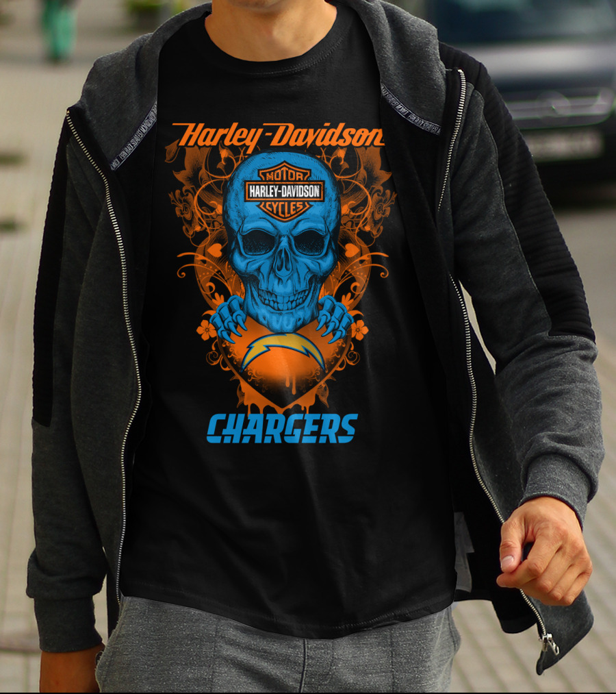 Harley Davidson Los Angeles Chargers Skull T-Shirt