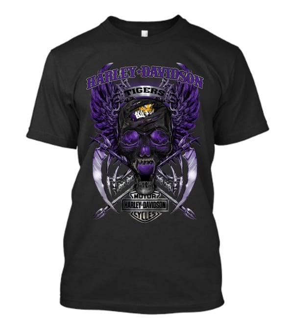 Harley Davidson Tigers Motor Cycles Lsu T-Shirt