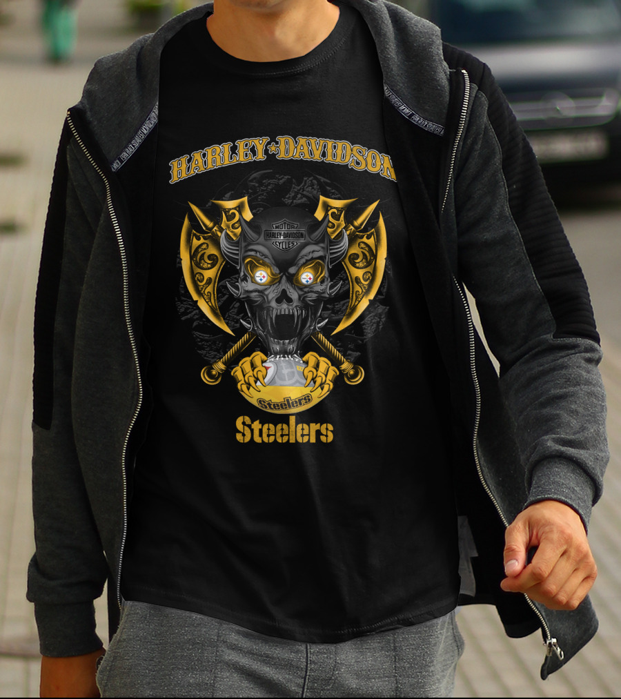 Harley Davidson Motor Cycles Pittsburgh Steelers T-Shirt