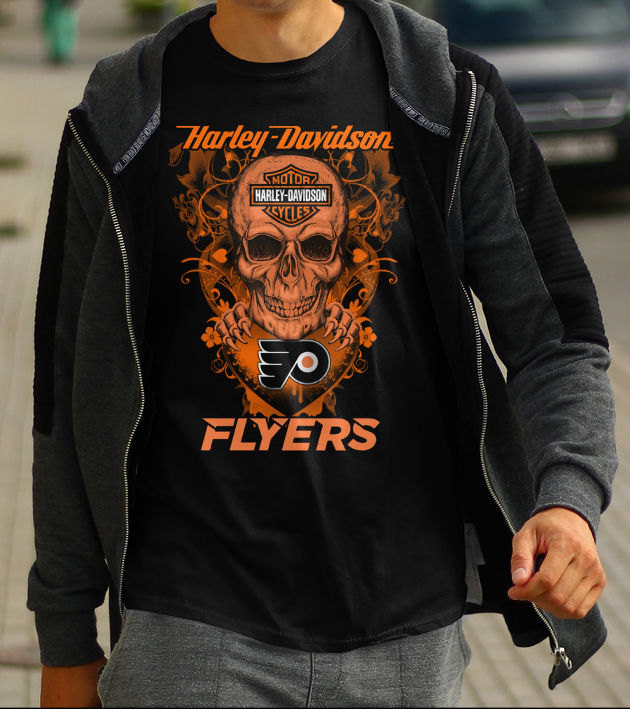 Harley Davidson Flyers Skull Nhl Philadelphia Flyers T-Shirt