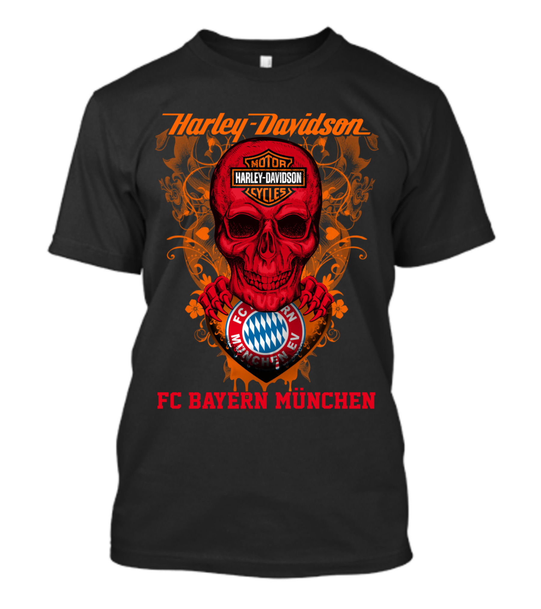 Harley Davidson Motor Cycles Skull Fc Bayern München T-Shirt