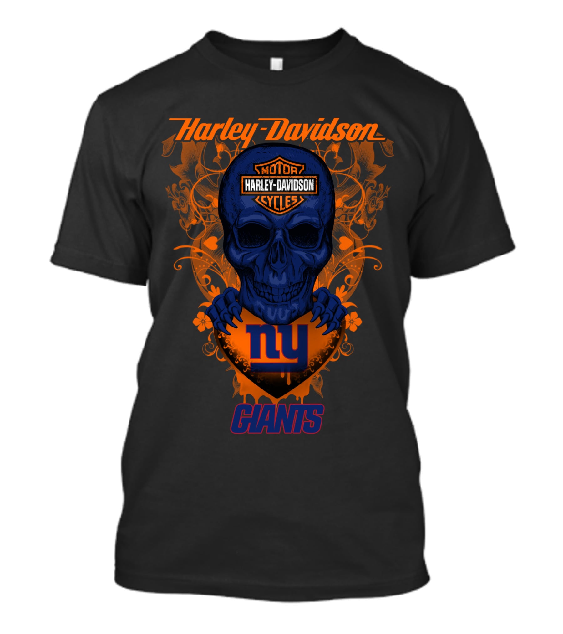 Harley Davidson Motor Cycles Skull New York Giants T-Shirt