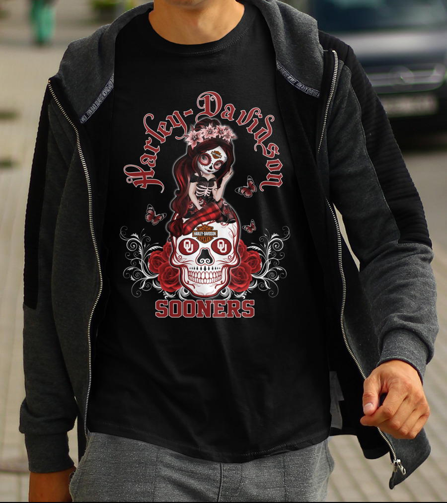Harley Davidson Oklahoma Sooners Sugar Skull Girl T-Shirt