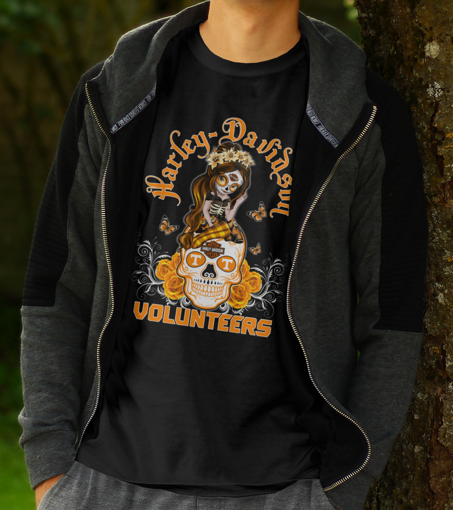 Harley Davidson Volunteers Tennessee Butterfly Skull Girl T-Shirt