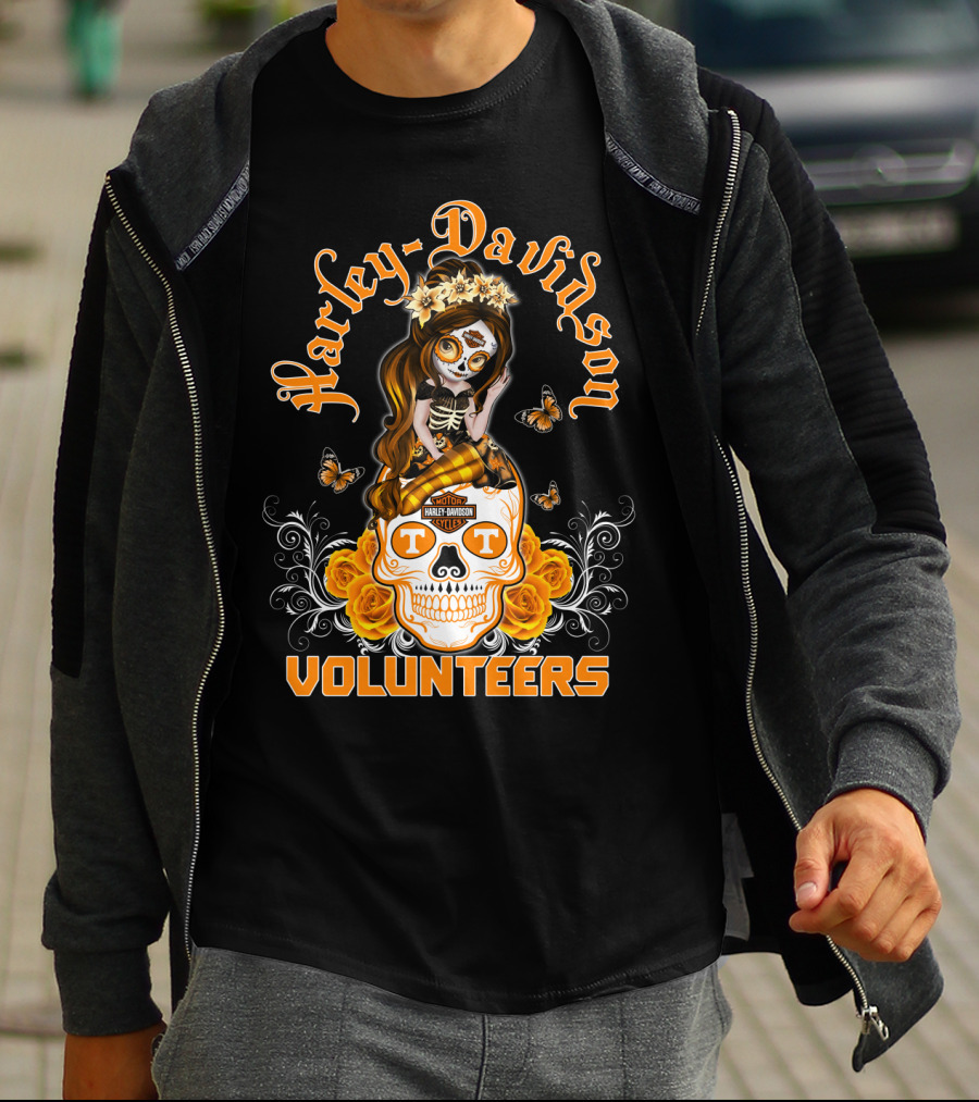 Harley Davidson Volunteers Tennessee Butterfly Skull Girl T-Shirt