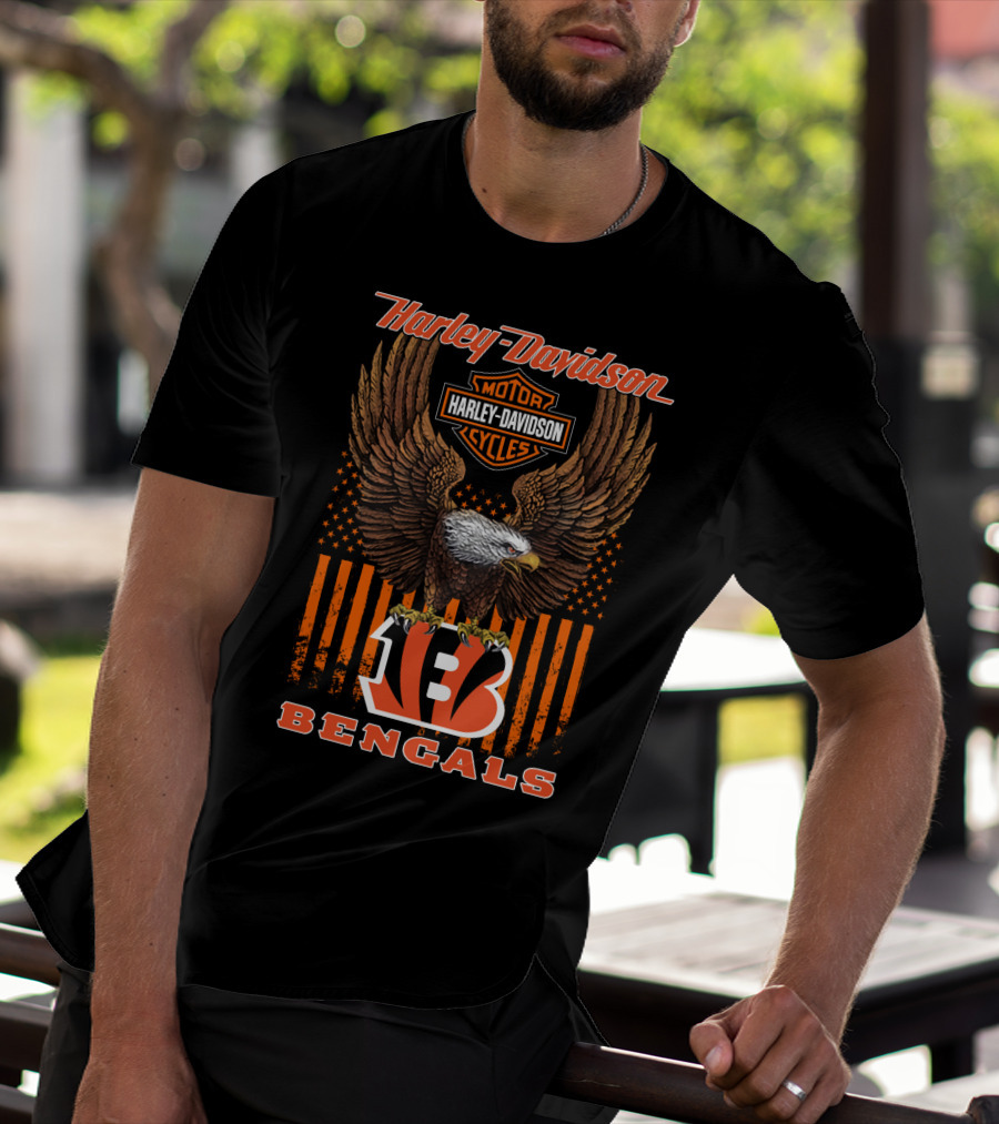 Harley Davidson Motor Cycles Eagle B Bengals T-Shirt