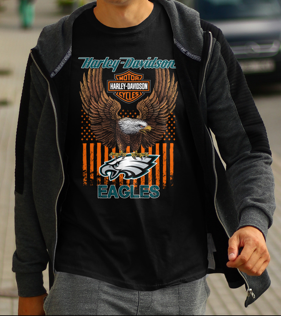 Harley Davidson Motor Cycles Nfl Philadelphia Eagles T-Shirt