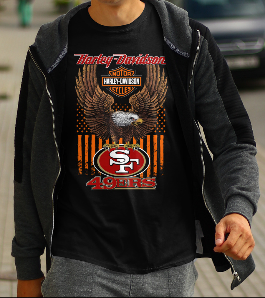 Harley Davidson San Francisco 49ers Nfl Eagle Logo Fusion T-Shirt