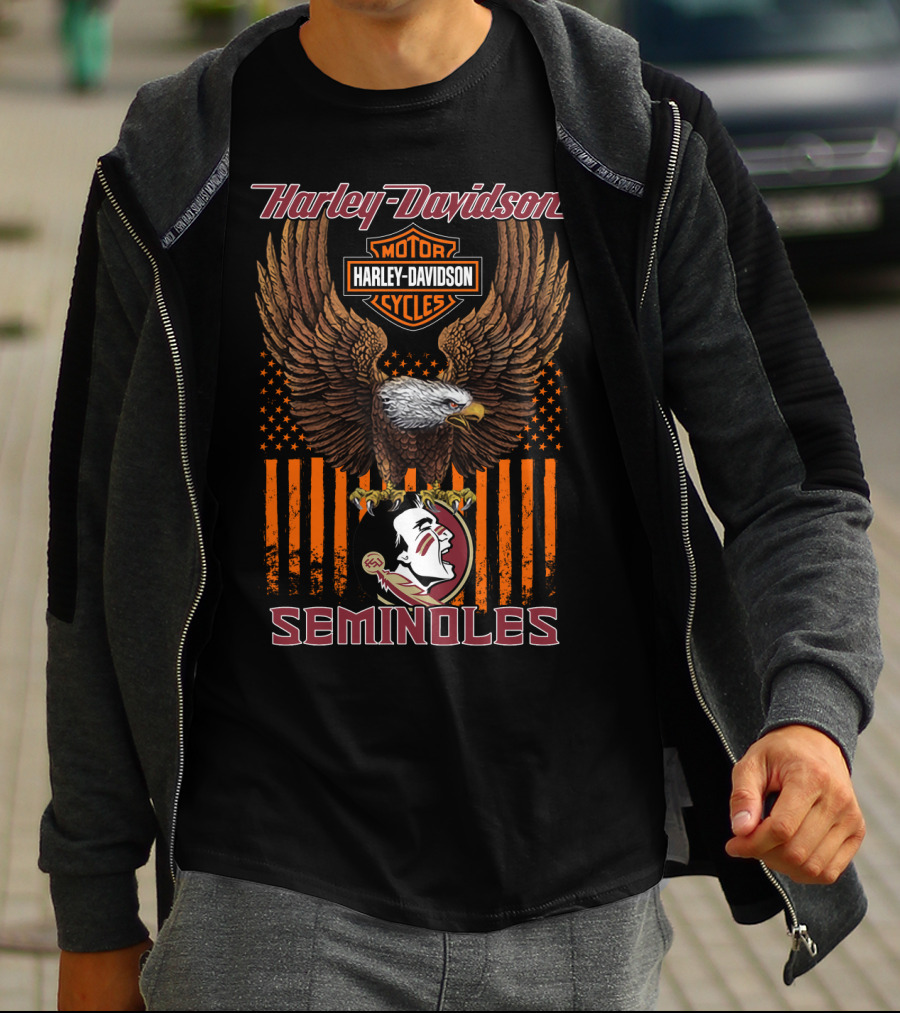 Harley Davidson Motor Cycles Eagle Seminoles Florida State T-Shirt