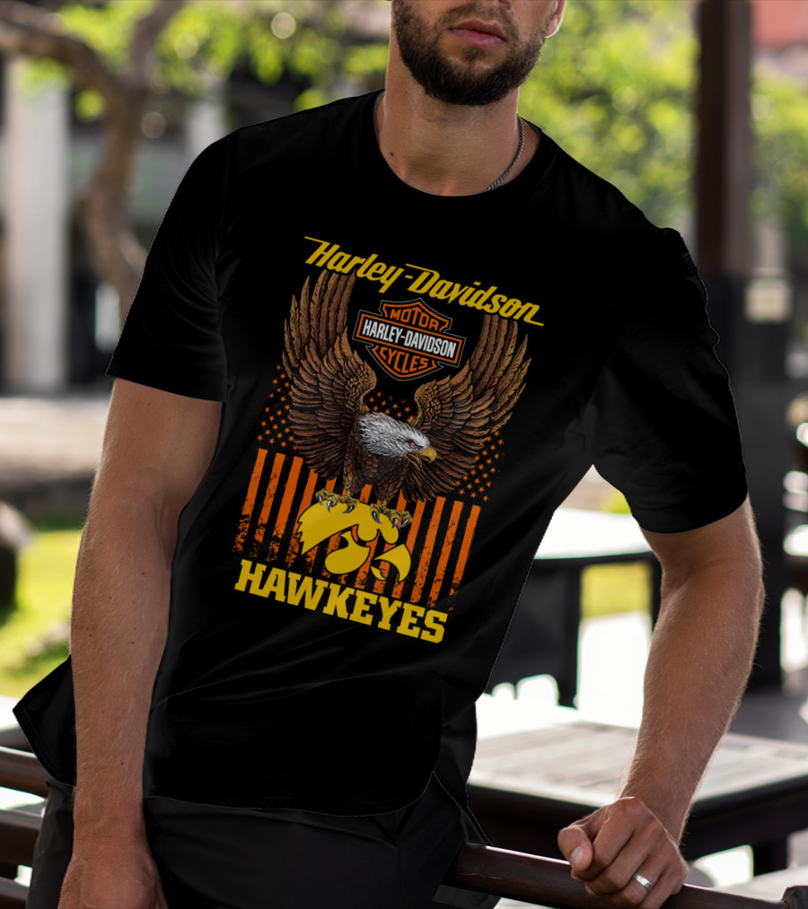 Harley Davidson Motor Cycles Eagle Iowa Hawkeyes T-Shirt