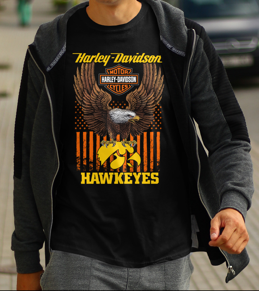 Harley Davidson Motor Cycles Eagle Iowa Hawkeyes T-Shirt