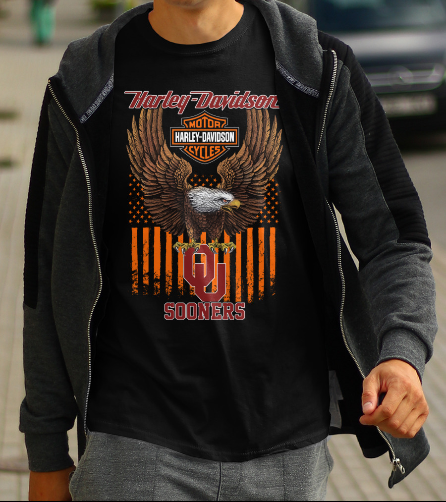 Harley Davidson Motor Cycles Eagle Ou Sooners T-Shirt