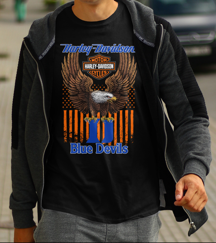 Harley Davidson Motorcycles Eagle Duke Blue Devils T-Shirt