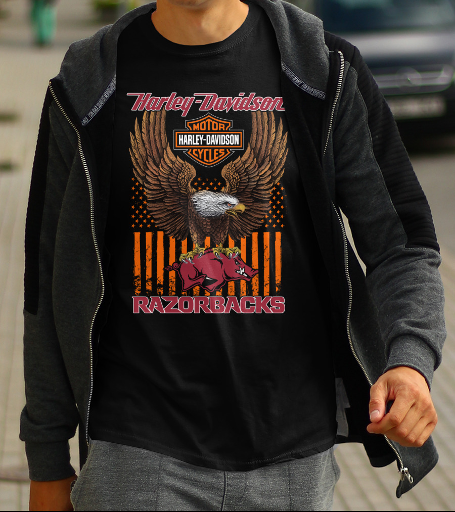 Harley Davidson Motor Cycles Eagle Razorbacks T-Shirt