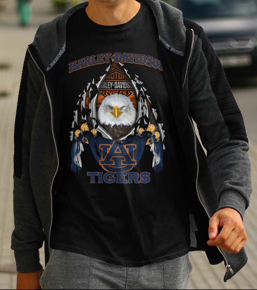 Harley Davidson Auburn Tigers Eagle Motorcycles T-Shirt