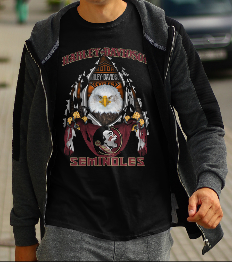 Harley Davidson Seminoles Florida State Ncaa Bald Eagle T-Shirt