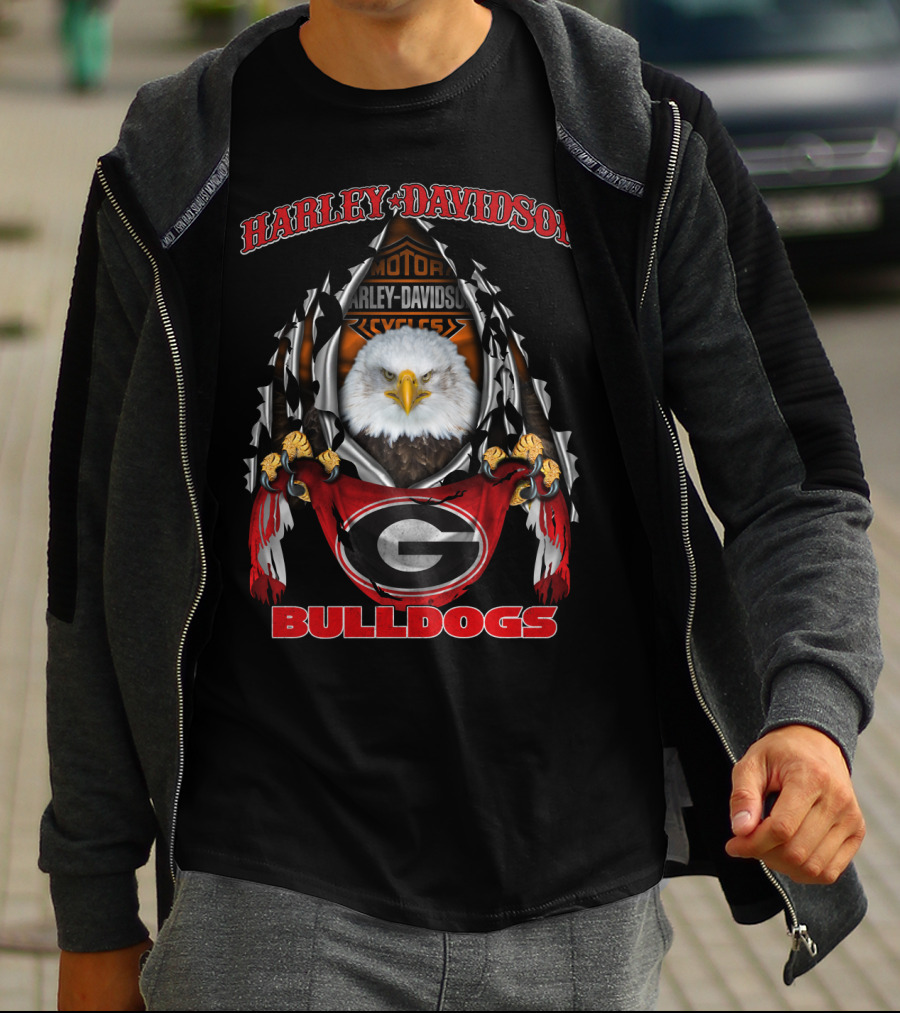 Harley Davidson Motorcycles Georgia Bulldogs Eagle T-Shirt