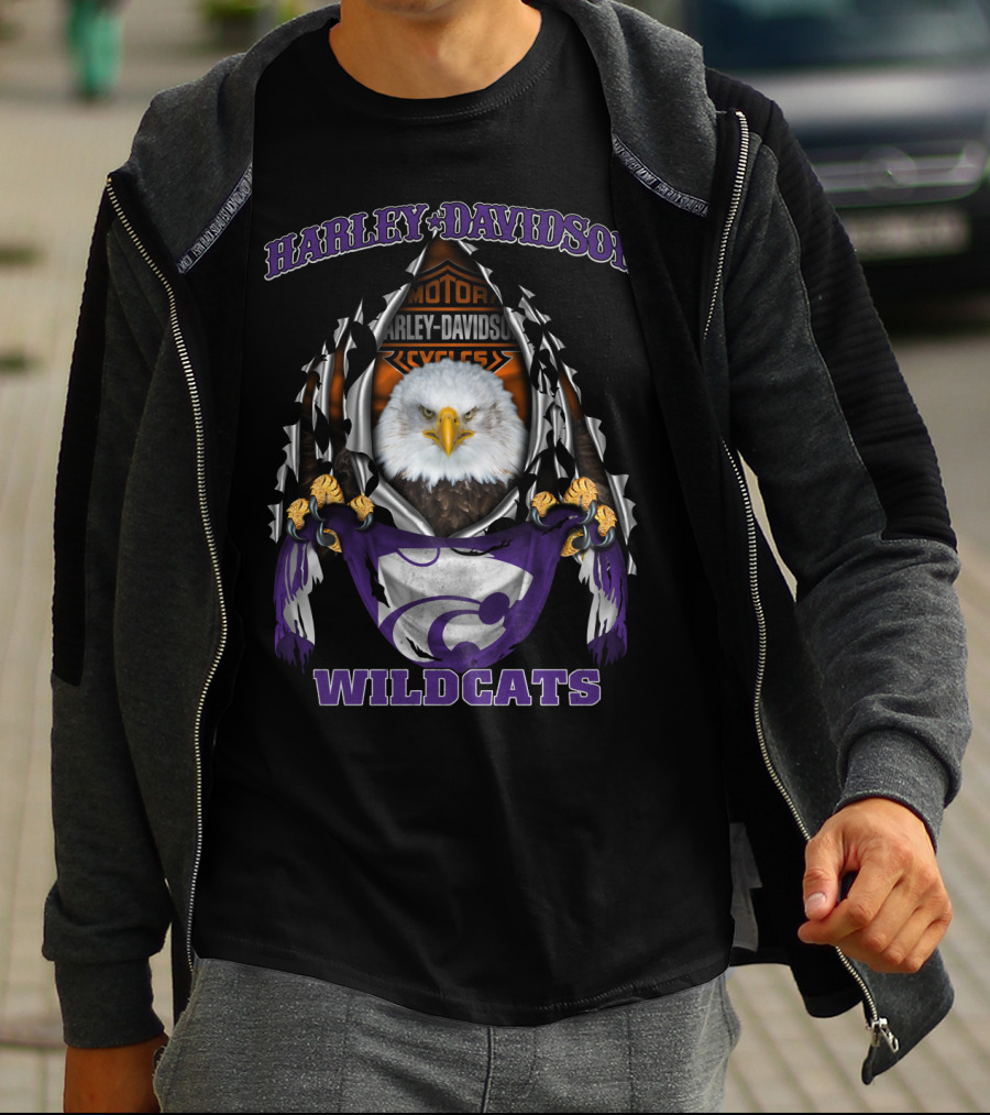 Kansas State Wildcats Harley Davidson Bald Eagle T-Shirt