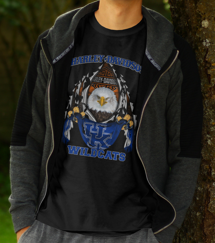 Harley Davidson Kentucky Wildcats Eagles Motor Cycles T-Shirt