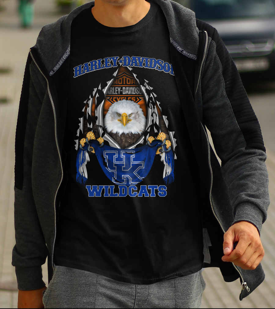 Harley Davidson Kentucky Wildcats Eagles Motor Cycles T-Shirt