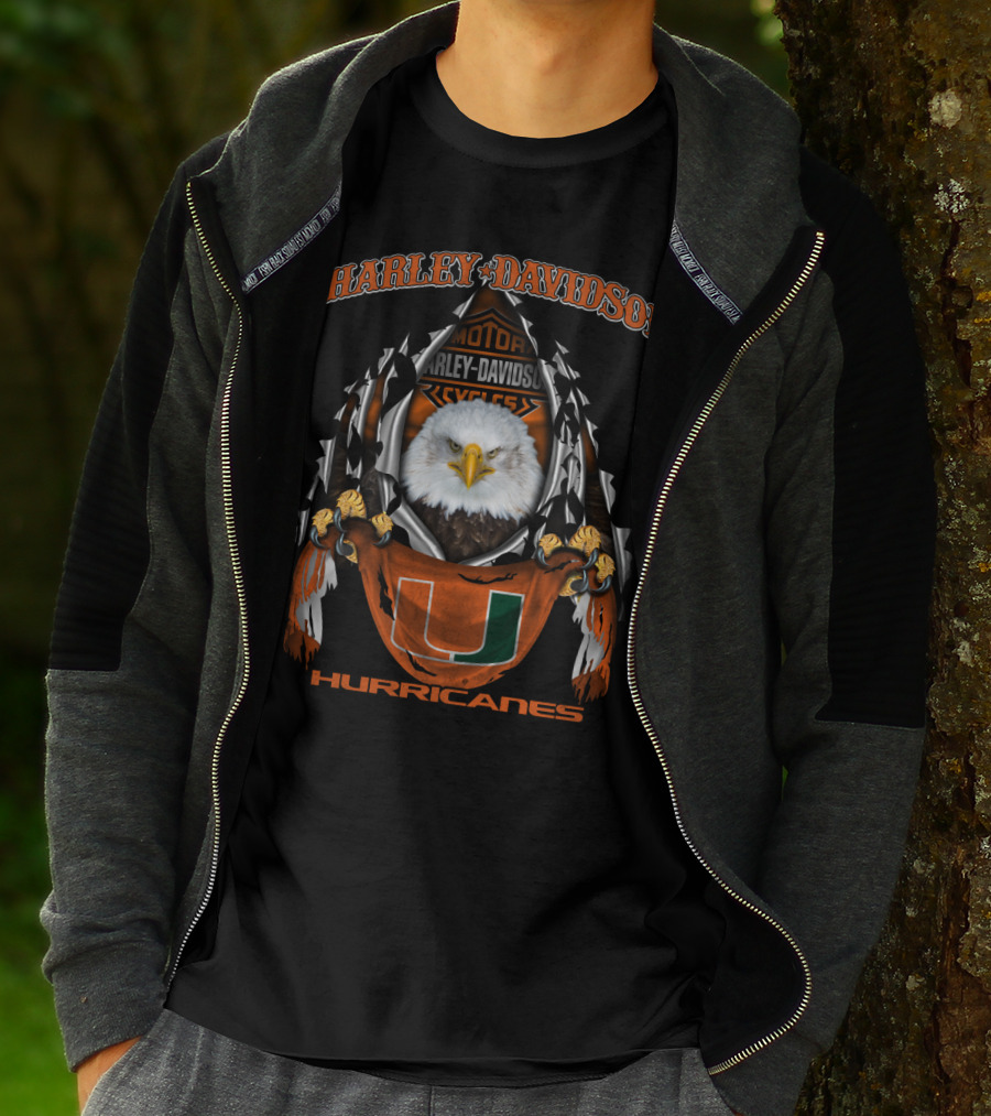 Harley Davidson Eagles Ncaa Miami Hurricanes U T-Shirt