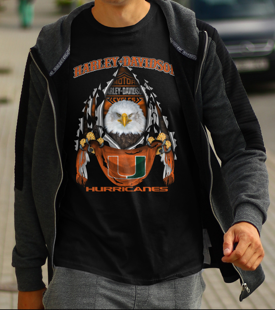 Harley Davidson Eagles Ncaa Miami Hurricanes U T-Shirt