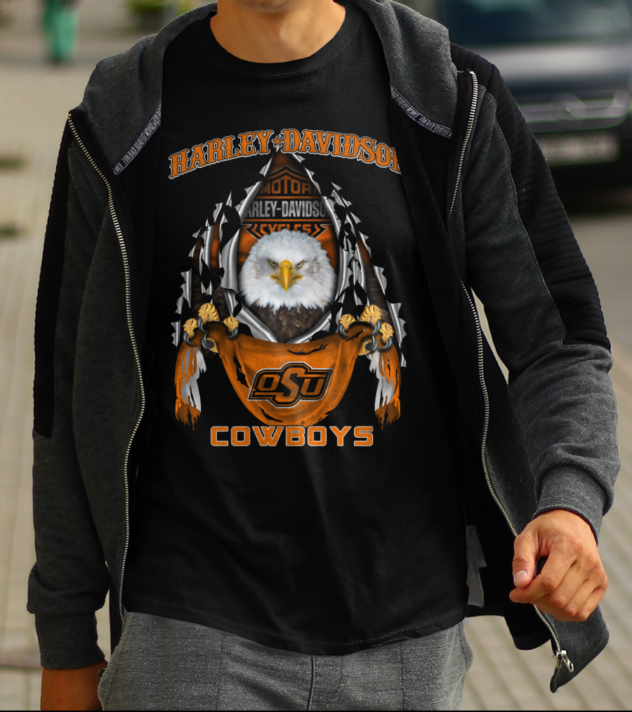 Harley Davidson Osu Cowboys Eagle Motorcycles T-Shirt