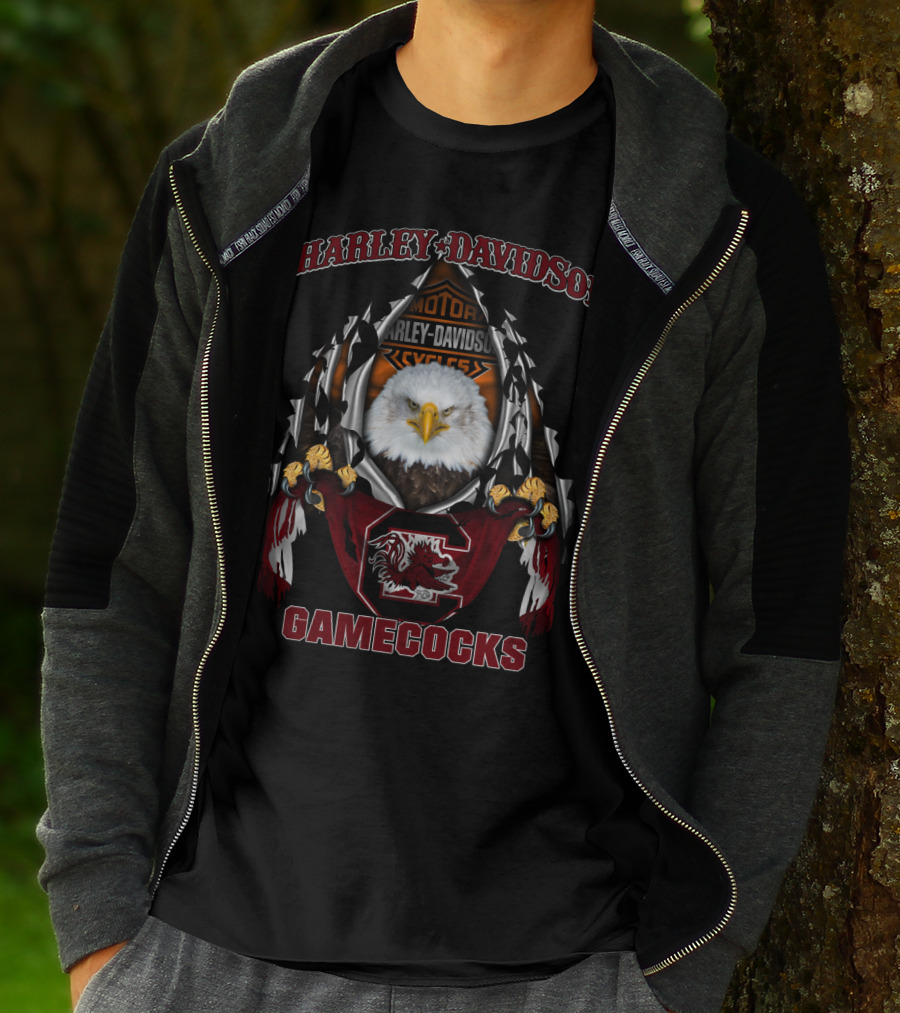 Harley Davidson South Carolina Gamecocks Eagle Motorcycles T-Shirt