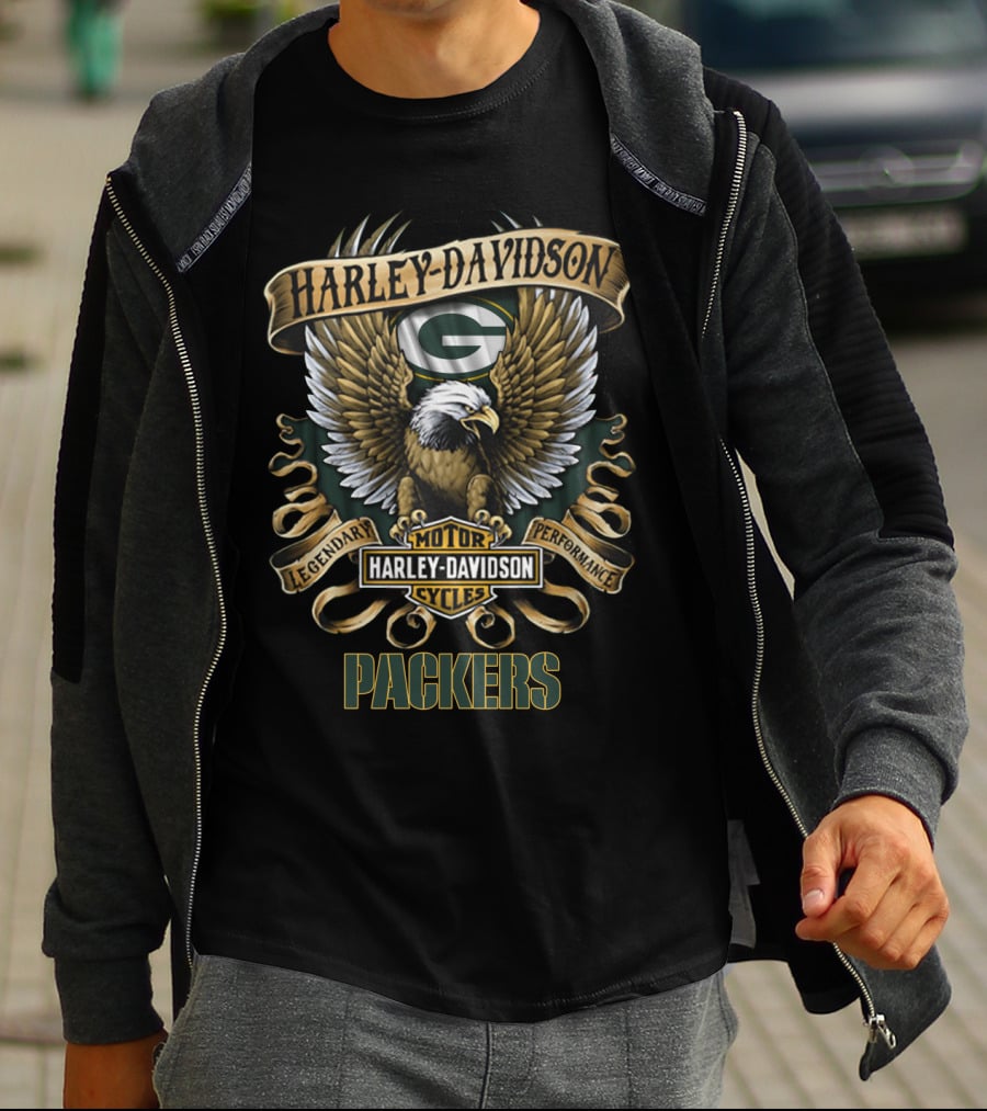 Harley Davidson Motor Cycles Legendary Performance Packers Green Bay T-Shirt