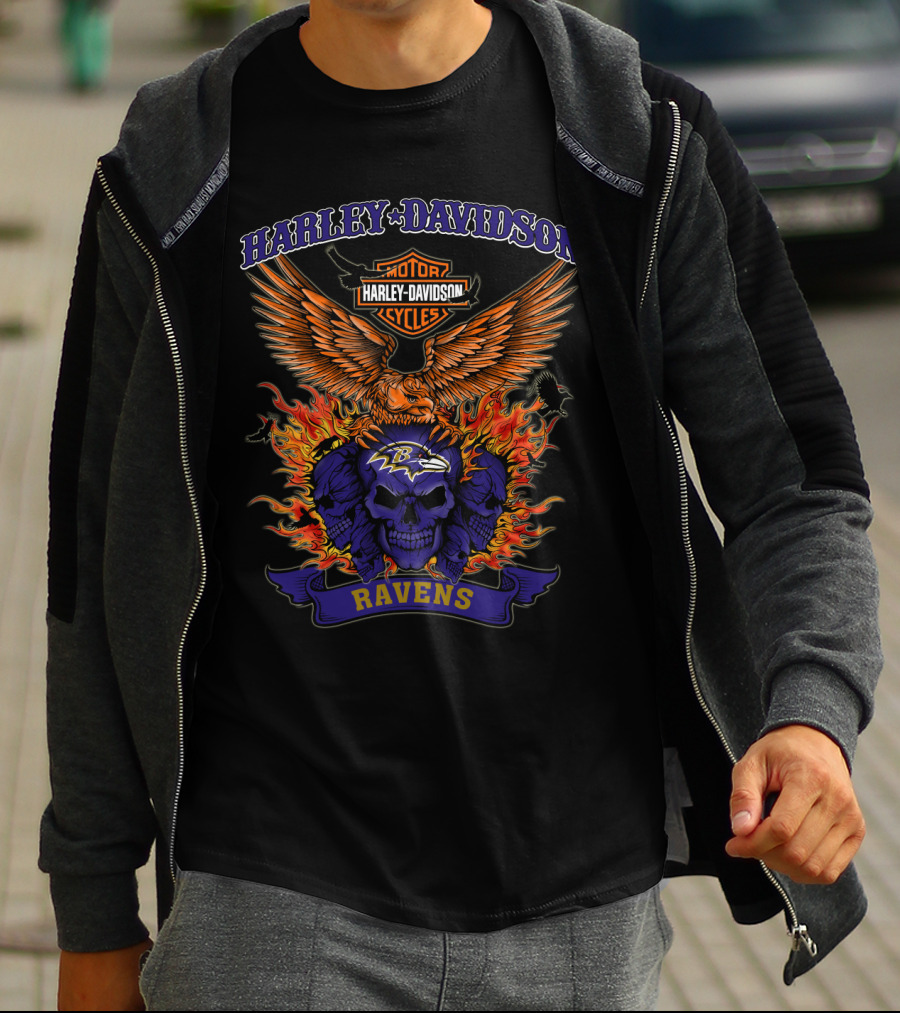 Harley Davidson Motor Cycles Baltimore Ravens 0304 Nfl T-Shirt