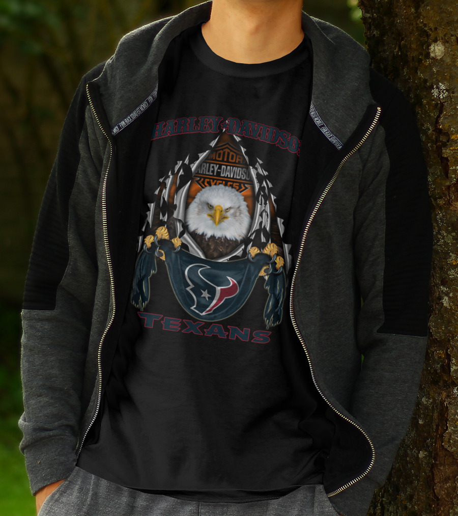 Harley Davidson Motorcycles Eagle Houston Texans T-Shirt