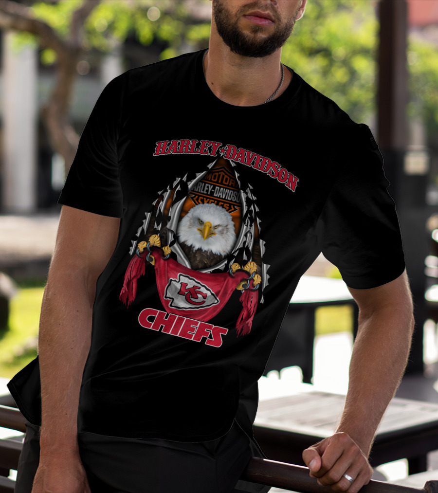 Harley Davidson Motorcycles Eagle Kansas City Chiefs T-Shirt