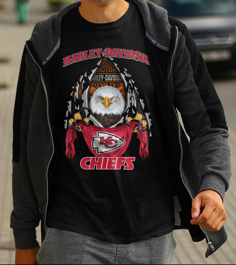 Harley Davidson Motorcycles Eagle Kansas City Chiefs T-Shirt