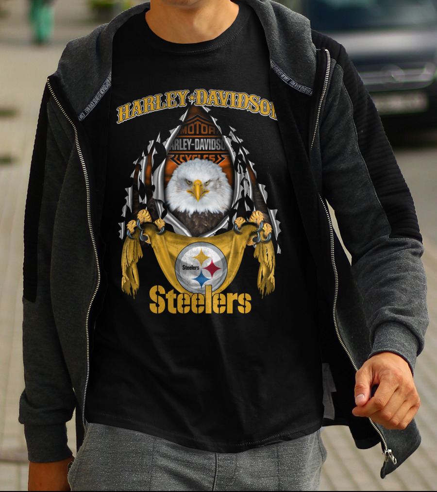 Harley Davidson Motorcycles Steelers Eagle T-Shirt