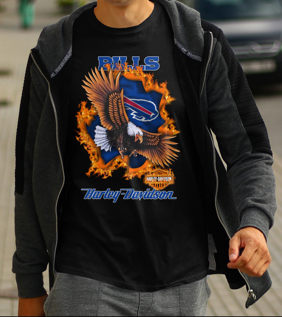 Bills Harley Davidson Buffalo Bills Eagle Flames T-Shirt