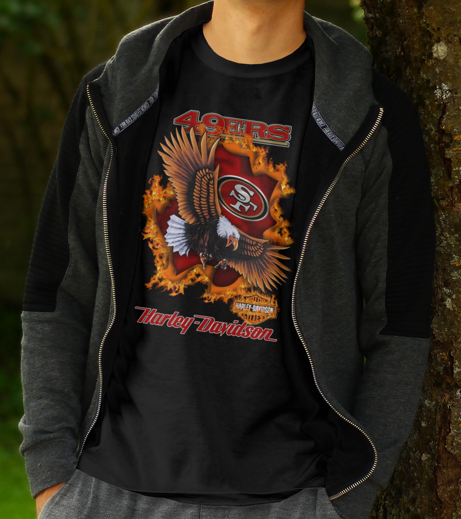 49ers Sf Harley Davidson Eagle Flame T-Shirt