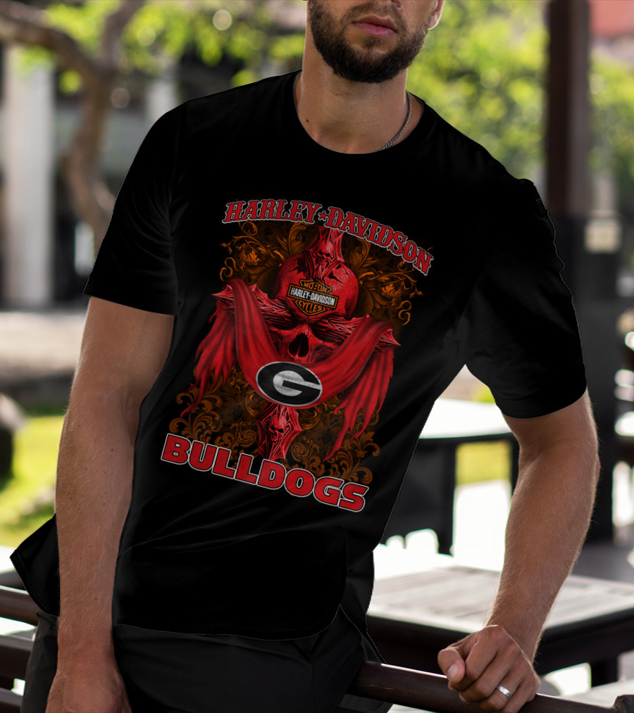 Harley Davidson Georgia Bulldogs Motorcycle Cycles T-Shirt