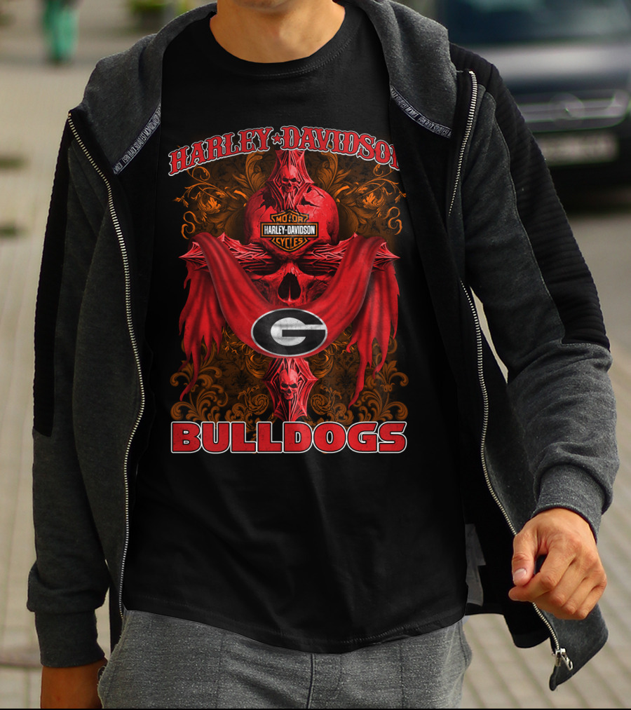 Harley Davidson Georgia Bulldogs Motorcycle Cycles T-Shirt