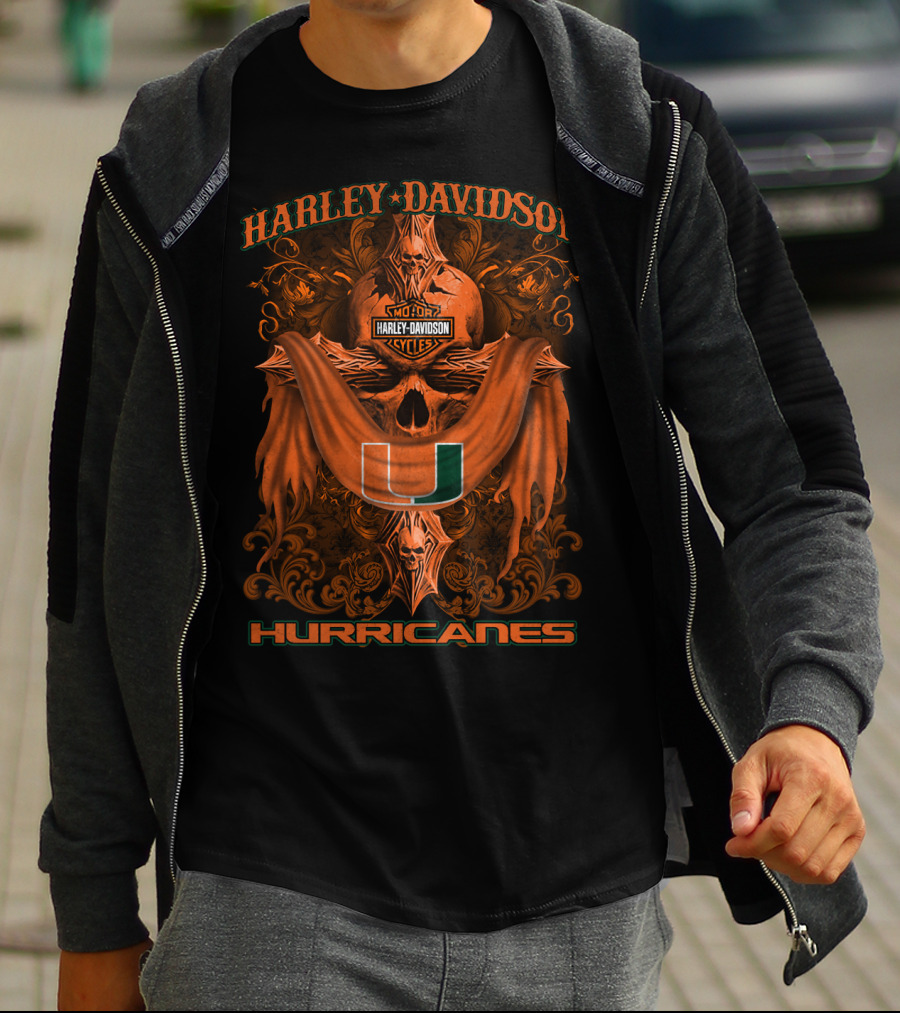 Harley Davidson Miami Hurricanes Ncaa Motorcycles U T-Shirt