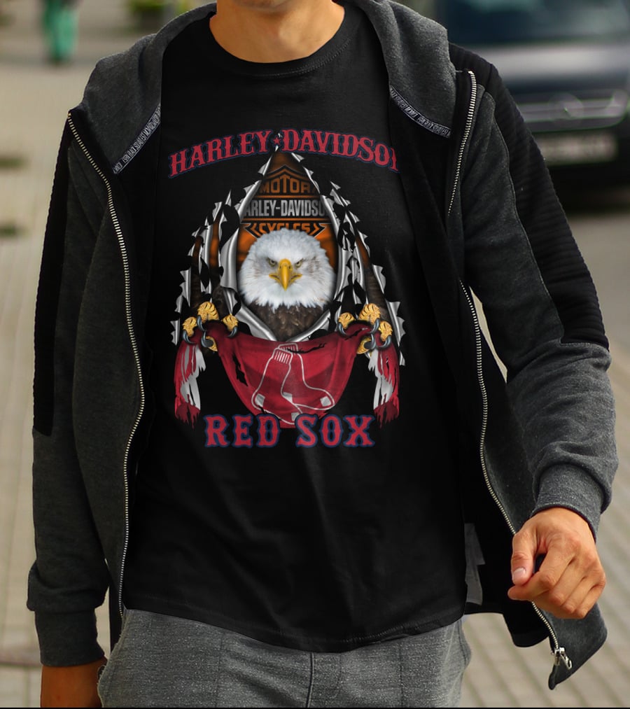 Harley Davidson Motorcycles Eagle Boston Red Sox T-Shirt