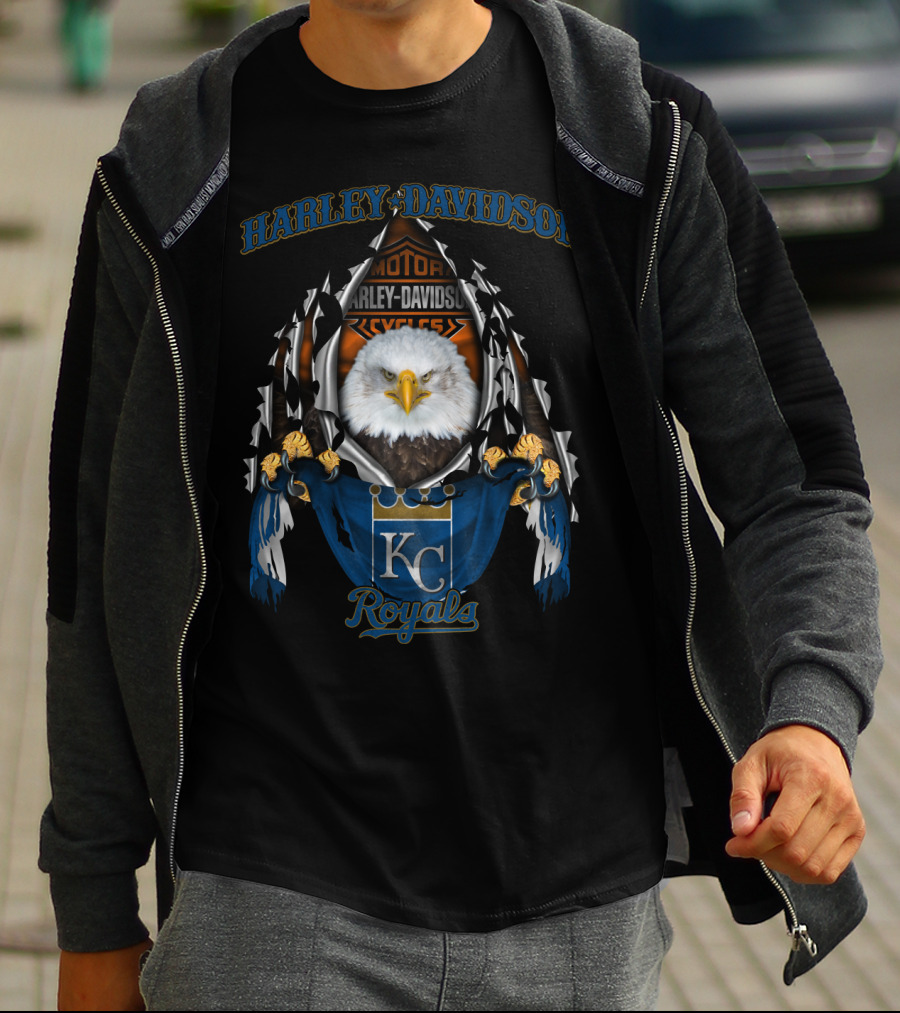 Harley Davidson Kc Royals Bald Eagle Motorcycles T-Shirt