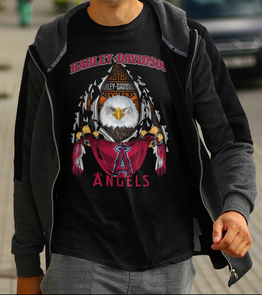 Harley Davidson Los Angeles Angels Motorcycles Eagle T-Shirt