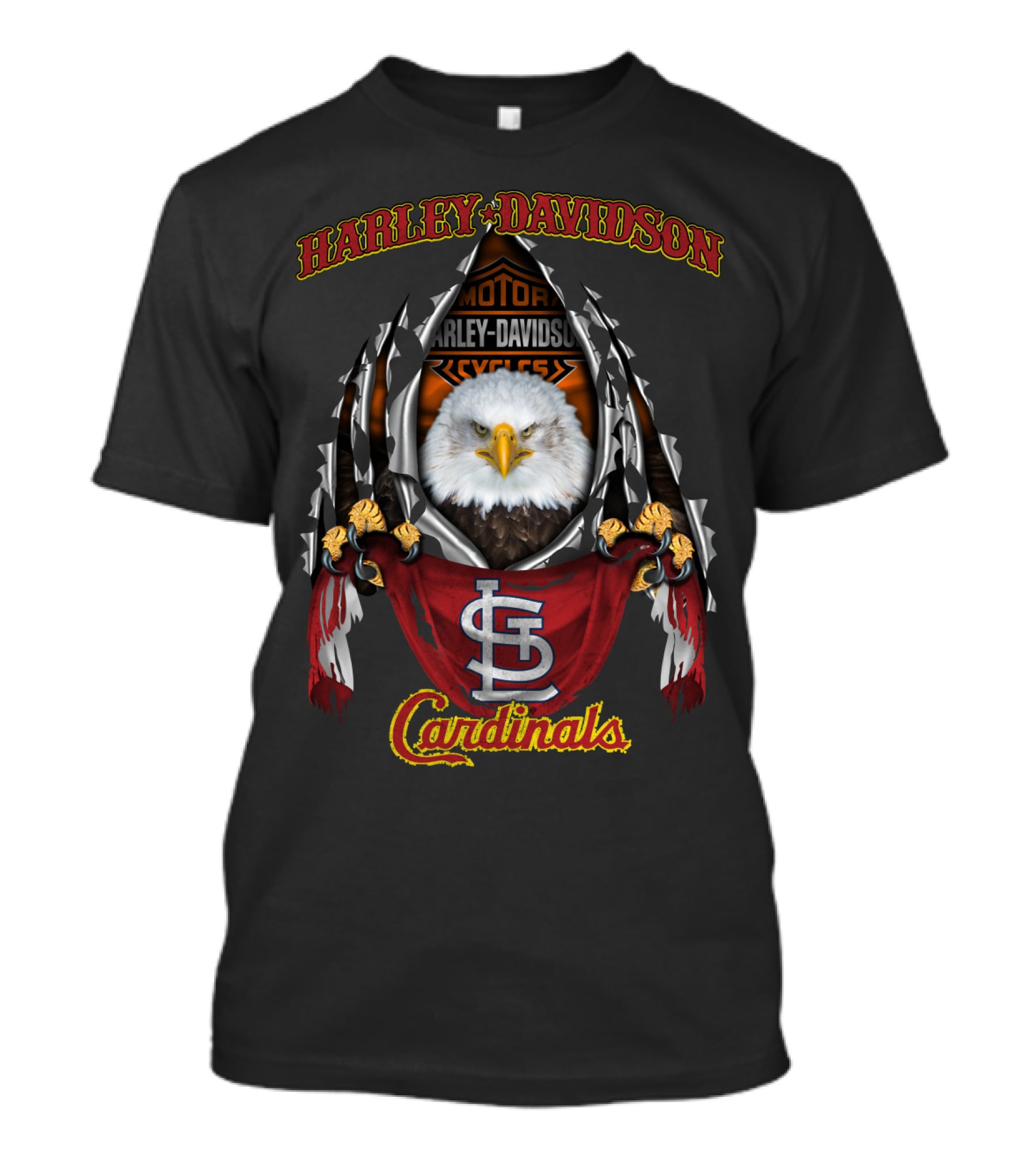Harley Davidson St Louis Cardinals Bald Eagle T-Shirt