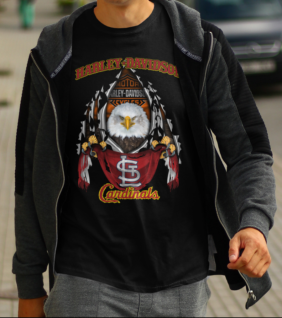 Harley Davidson St Louis Cardinals Bald Eagle T-Shirt