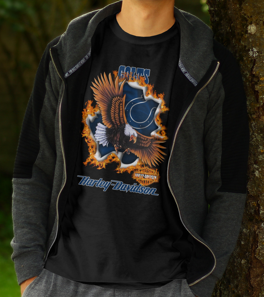 Colts Harley Davidson Eagle With Flame T-Shirt
