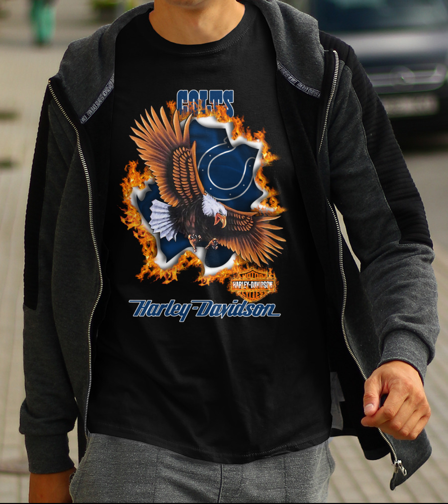 Colts Harley Davidson Eagle With Flame T-Shirt