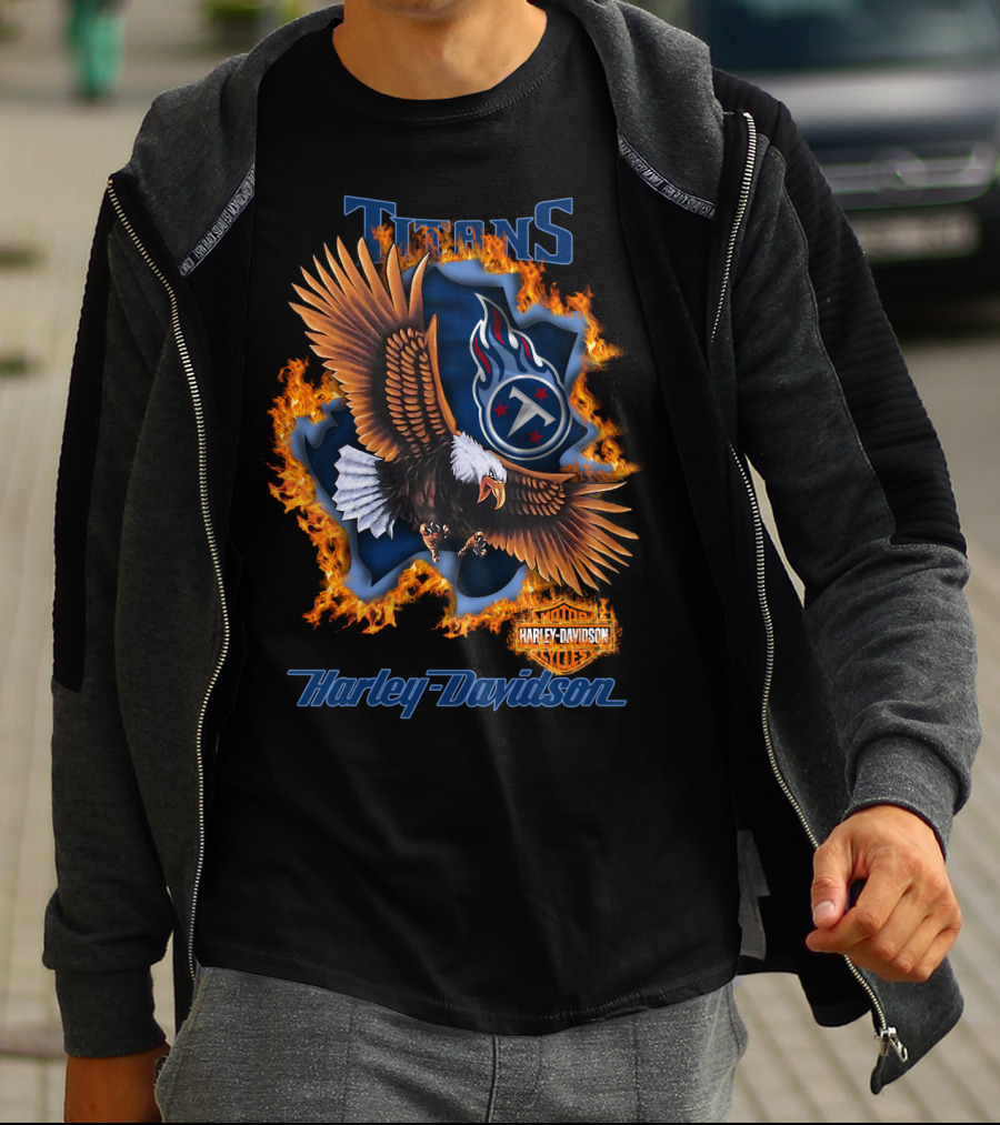 Tennessee Titans Harley Davidson Fire Eagle Nfl 84 T-Shirt