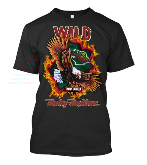 Harley Davidson Wild Minnesota Wild Nhl Eagle Flames T-Shirt