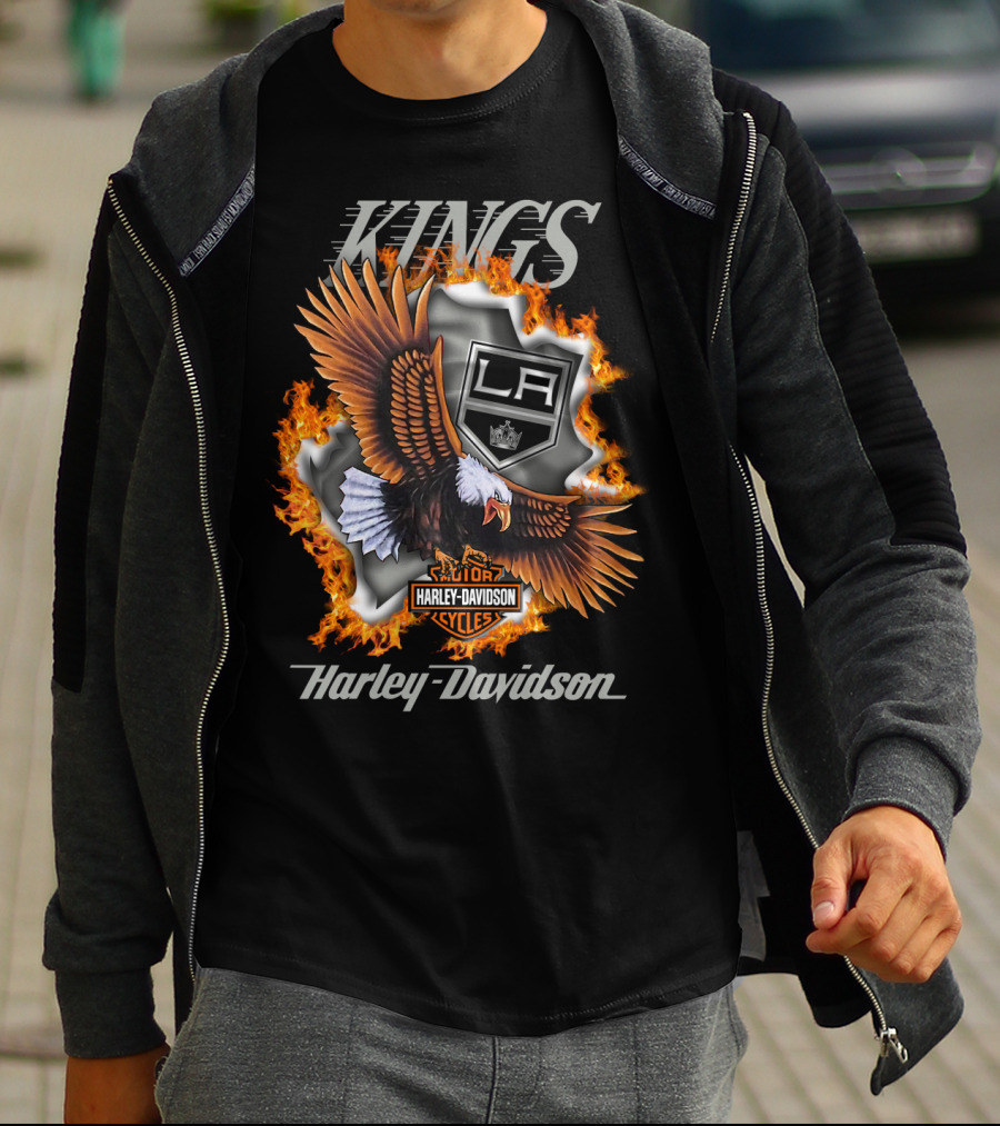 Harley Davidson Los Angeles Kings Nhl Eagle Flame T-Shirt