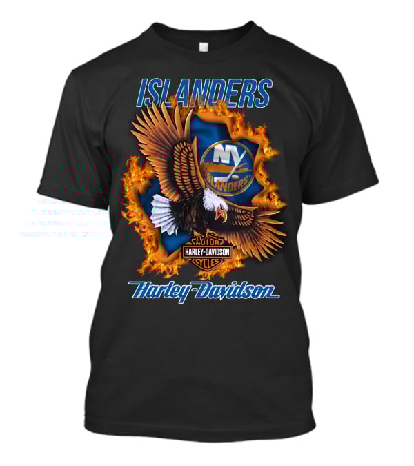 Islanders Ny Islanders Harley Davidson Cycles Eagle Flame T-Shirt